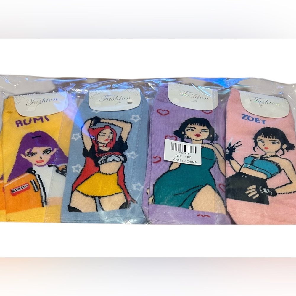 Dozen Cute Cartoon Girl Crew Socks - Multicolor Set